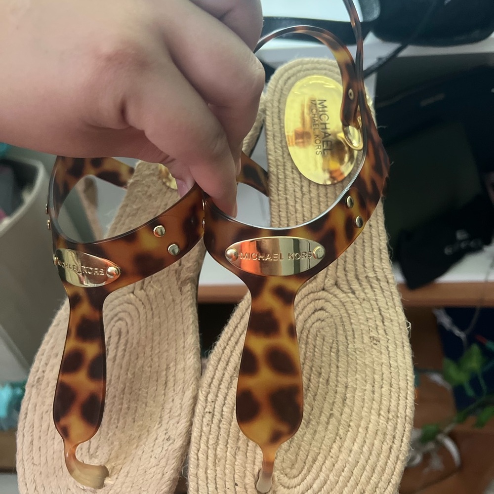Michael Kors Brown Leopard Print Sandals